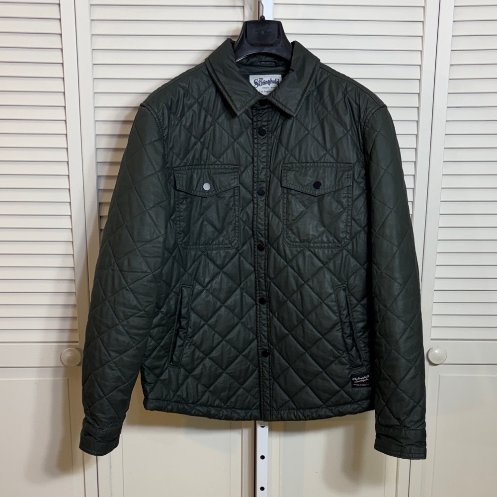 Stronghold Men's Quilted Shirt Jacket Olive Green Medium